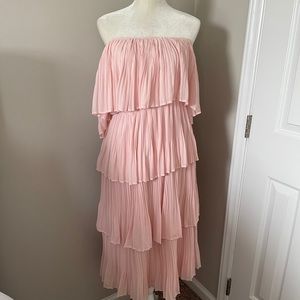 Tiered pleated off the shoulder dress